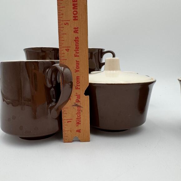 Vintage Sugar, Creamer, & 6 Mugs Coffee Cups in Casa Del Sol by Royal (USA) - Picture 7 of 8